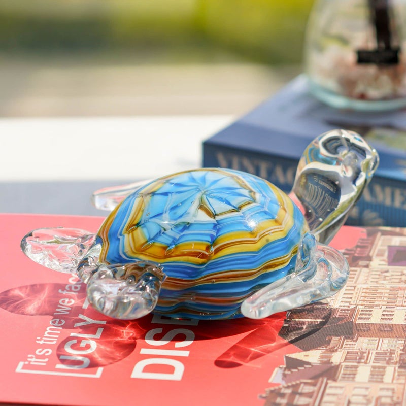 QFkris 6" Blown Glass Sea Turtle Figurine, Handmade Glass Sculpture for Valentines Day Gift, Home Decor, Birthdat Present - Image 2